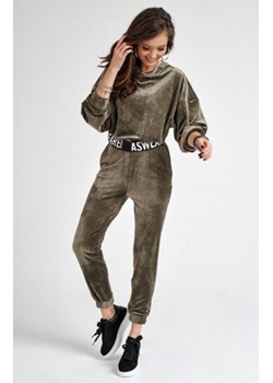 *Welurowy komplet damski khaki 0004 ze sklepu intimiti.pl w kategorii Dresy damskie - zdjęcie 187892555