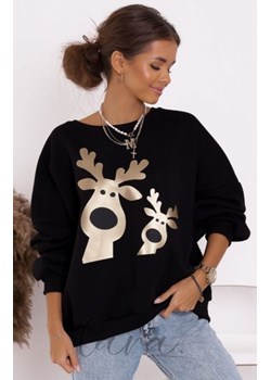 Bluza damska złote renifery czarna ze sklepu intimiti.pl w kategorii Bluzy damskie - zdjęcie 187892588