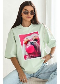 Oversizowy t-shirt Maltańczyk okulary pistacjowy ze sklepu intimiti.pl w kategorii Bluzki damskie - zdjęcie 187892959