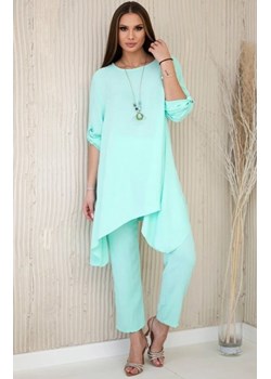 Komplet spodnie i bluzka z wisiorkiem miętowy ze sklepu intimiti.pl w kategorii Komplety i garnitury damskie - zdjęcie 187893005