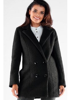 Dwurzędowy płaszcz damski A546 czarny ze sklepu intimiti.pl w kategorii Płaszcze damskie - zdjęcie 187893215