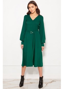 Sukienka z efektownymi rękawami zielona SUK189 ze sklepu intimiti.pl w kategorii Sukienki - zdjęcie 187893458