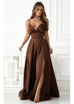 Brązowa sukienka balowa na ramiączkach z ukrytymi kieszeniami ze sklepu intimiti.pl w kategorii Sukienki - zdjęcie 187893688