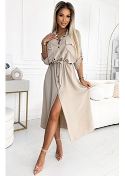 Numoco 531-1 szmizjerka midi ze złotymi guzikami i wiązaniem ze sklepu intimiti.pl w kategorii Sukienki - zdjęcie 187893728