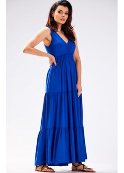 Awama A581 oversizowa sukienka maxi niebieska ze sklepu intimiti.pl w kategorii Sukienki - zdjęcie 187893747