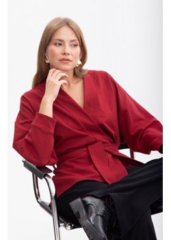 Bewear B297 blezer narzutka z paskiem bordowa ze sklepu intimiti.pl w kategorii Marynarki damskie - zdjęcie 187893848