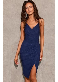 Brokatowa ołówkowa sukienka granatowa 0370 ze sklepu intimiti.pl w kategorii Sukienki - zdjęcie 187894105