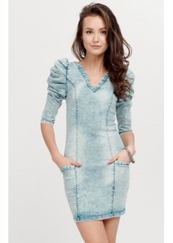 Jeansowa sukienka z bufkami 0281 ze sklepu intimiti.pl w kategorii Sukienki - zdjęcie 187894107