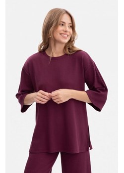 Bewear B301 bluzka z dzianiny prążkowanej śliwkowa ze sklepu intimiti.pl w kategorii Bluzki damskie - zdjęcie 187894365