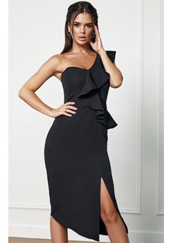 Koktajlowa midi sukienka z falbaną 255-06 ze sklepu intimiti.pl w kategorii Sukienki - zdjęcie 187894377