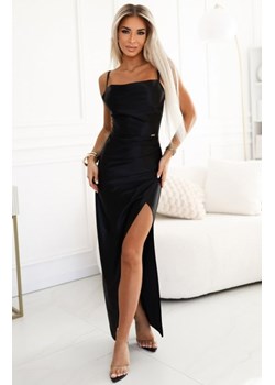 Numoco 483-7 DIANE satynowa długa suknia z rozcięciem na nogę ze sklepu intimiti.pl w kategorii Sukienki - zdjęcie 187894455