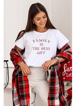 Świąteczny t-shirt damski Family biały ze sklepu intimiti.pl w kategorii Bluzki damskie - zdjęcie 187894516
