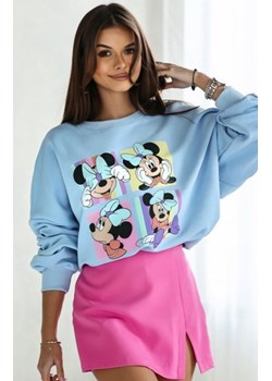 Oversizowa bluza damska Myszki kwadraty błękitna ze sklepu intimiti.pl w kategorii Bluzy damskie - zdjęcie 187894589