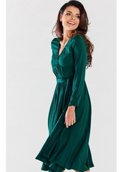 Awama rozkloszowana midi sukienka zielona A471 ze sklepu intimiti.pl w kategorii Sukienki - zdjęcie 187894678