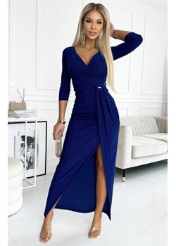 Numoco 404-8 błyszcząca długa sukienka z dekoltem i rozcięciem na nodze ze sklepu intimiti.pl w kategorii Sukienki - zdjęcie 187894779