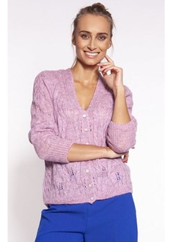 MKM SWE267 ażurowy, rozpinany sweterek damski różowy ze sklepu intimiti.pl w kategorii Swetry damskie - zdjęcie 187895118