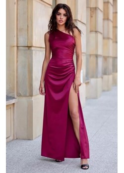 Asymetryczna satynowa sukienka maxi bordowa 0461 ze sklepu intimiti.pl w kategorii Sukienki - zdjęcie 187895128