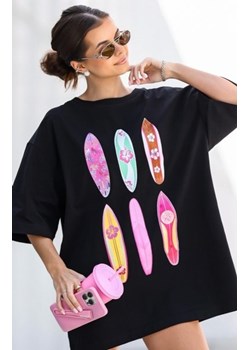 Oversizowy t-shirt damski deski czarny ze sklepu intimiti.pl w kategorii Bluzki damskie - zdjęcie 187895147
