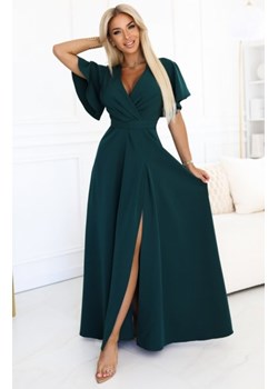 Numoco 581-8 JENNIFER długa suknia z rozcięciem na nogę, rękawkiem i dekoltem ze sklepu intimiti.pl w kategorii Sukienki - zdjęcie 187895309