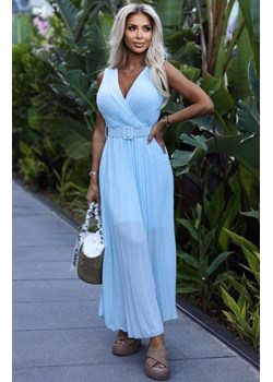 Numoco 546-2 plisowana sukienka z szerokim paskiem i dekoltem ze sklepu intimiti.pl w kategorii Sukienki - zdjęcie 187895378