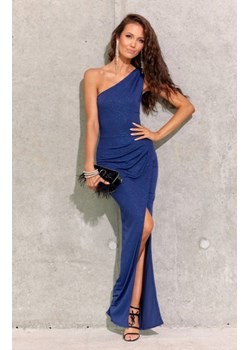 Elegancka chabrowa sukienka z brokatem 274 ze sklepu intimiti.pl w kategorii Sukienki - zdjęcie 187895398