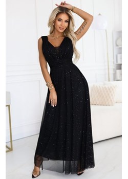 Numoco 637-2 wieczorowa długa sukienka z brokatowym akcentem i głębokim dekoltem ze sklepu intimiti.pl w kategorii Sukienki - zdjęcie 187895406