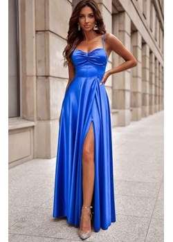 Długa satynowa sukienka gorset chabrowa ze sklepu intimiti.pl w kategorii Sukienki - zdjęcie 187895629