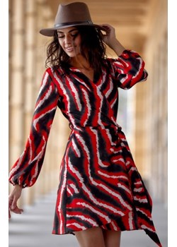 Wiązana sukienka mini z bufiastymi rękawami F10 ze sklepu intimiti.pl w kategorii Sukienki - zdjęcie 187895705