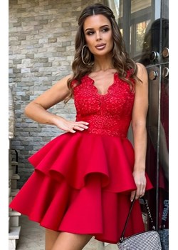 Rozkloszowana sukienka z pianką czerwona 2122-02 ze sklepu intimiti.pl w kategorii Sukienki - zdjęcie 187895938