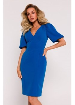 Moe sukienka z dekoltem i mocno zaznaczoną talią niebieska M779 ze sklepu intimiti.pl w kategorii Sukienki - zdjęcie 187896245