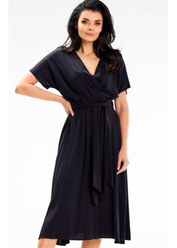 Awama A642 czarna rozkloszowana sukienka midi ze sklepu intimiti.pl w kategorii Sukienki - zdjęcie 187896248