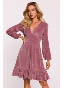 Moe welurowa sukienka z karczkiem brudny róż M826 ze sklepu intimiti.pl w kategorii Sukienki - zdjęcie 187896405