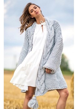 *Kardigan z pomponem szary F756 ze sklepu intimiti.pl w kategorii Swetry damskie - zdjęcie 187896486