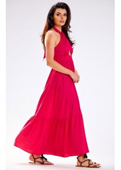 Awama A583 letnia sukienka z dekoltem na krzyż różowa ze sklepu intimiti.pl w kategorii Sukienki - zdjęcie 187896519