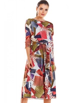 Sukienka wzorzysta ecru-różowy M192 ze sklepu intimiti.pl w kategorii Sukienki - zdjęcie 187896645