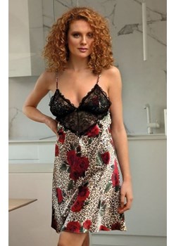 Satynowa koszulka nocna w kwiaty DK-HA/6 ze sklepu intimiti.pl w kategorii Koszule nocne - zdjęcie 187896716