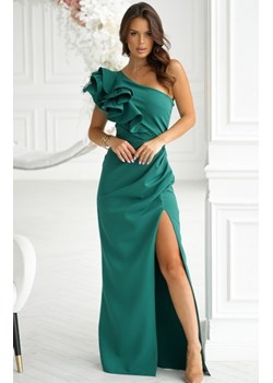 Bicotone długa sukienka zielona na jedno ramię z falbaną ze sklepu intimiti.pl w kategorii Sukienki - zdjęcie 187896839