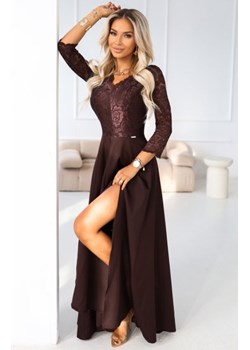 Numoco 309-14 AMBER elegancka długa koronkowa suknia z dekoltem ze sklepu intimiti.pl w kategorii Sukienki - zdjęcie 187897277