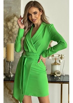 Elegancka sukienka marynarkowa zielona 242-13 ze sklepu intimiti.pl w kategorii Sukienki - zdjęcie 187897309
