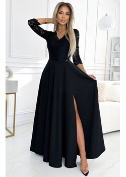 Numoco 309-11 AMBER koronkowa elegancka długa suknia z dekoltem i rozcięciem na nogę ze sklepu intimiti.pl w kategorii Sukienki - zdjęcie 187897339