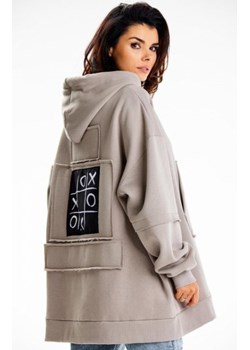 Oversizowa bluza z kapturem M332 szara ze sklepu intimiti.pl w kategorii Bluzy damskie - zdjęcie 187897449