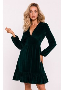 Moe welurowa sukienka z karczkiem zielona M826 ze sklepu intimiti.pl w kategorii Sukienki - zdjęcie 187897499