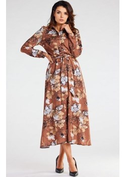 Awama sukienka maxi z nadrukiem A467 brown ze sklepu intimiti.pl w kategorii Sukienki - zdjęcie 187897508