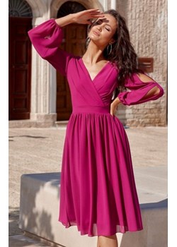 Szyfonowa sukienka midi róż 0372 ze sklepu intimiti.pl w kategorii Sukienki - zdjęcie 187897616