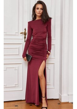 Efektowna długa sukienka z drapowaniem bordowa odkryte plecy ze sklepu intimiti.pl w kategorii Sukienki - zdjęcie 187897627