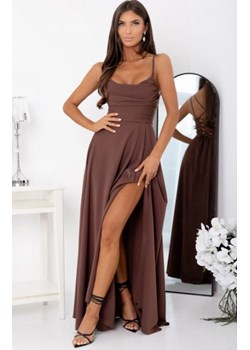 Duet Valeria maxi sukienka z wiązaniem czekoladowa ze sklepu intimiti.pl w kategorii Sukienki - zdjęcie 187897716