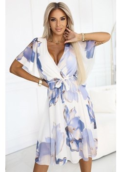 Numoco 602-1 romantyczna sukienka z kopertowym dekoltem i zwiewnymi rękawkami ze sklepu intimiti.pl w kategorii Sukienki - zdjęcie 187897748