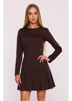Moe sukienka z kontrafałdami brązowa M872 ze sklepu intimiti.pl w kategorii Sukienki - zdjęcie 187897866
