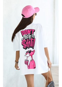 Oversizowy t-shirt Pantera Drink biały ze sklepu intimiti.pl w kategorii Bluzki damskie - zdjęcie 187897985