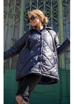 Awama A687 oversizowa kurtka z kapturem granatowa ze sklepu intimiti.pl w kategorii Kurtki damskie - zdjęcie 187898049